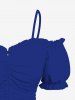 Plus Size Cinched Ruched Ruffles Cold Shoulder Cami Top -  