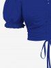Plus Size Cinched Ruched Ruffles Cold Shoulder Cami Top -  