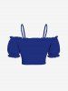 Plus Size Cinched Ruched Ruffles Cold Shoulder Cami Top -  