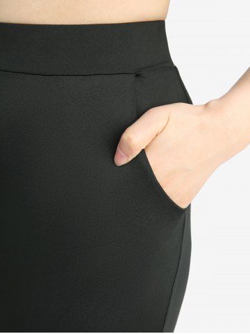 Lace Up Asymmetrical Cold Shoulder Blouse and Skull Flocking Appliques Flare Pants Plus Size Outfit