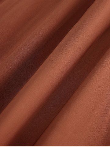 Plus Size Bell Sleeves Ruched Braided Buckle Belted A Line Renaissance Midi Dress