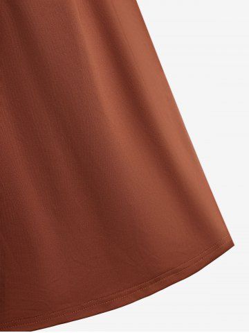 Plus Size Bell Sleeves Ruched Braided Buckle Belted A Line Renaissance Midi Dress