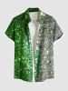 Tenue de plage hawaïenne assortie à imprimé pailleté bicolore contrasté et scintillant pour couples - Vert 