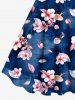 Tenue de plage hawaïenne assortie grande taille à imprimé pétales de fleurs et feuilles pour couples - Bleu 