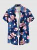 Tenue de plage hawaïenne assortie grande taille à imprimé pétales de fleurs et feuilles pour couples - Bleu 