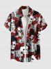 Tenue de plage hawaïenne assortie grande taille à imprimé squelette et têtes de mort et roses pour couples - Rouge foncé 