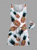 Matching Hawaii Shirt and Romper Plus Size Beach Outfit Colorful Geometric Colorblock Pineapple Print For Couples -  