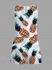 Matching Hawaii Shirt and Romper Plus Size Beach Outfit Colorful Geometric Colorblock Pineapple Print For Couples -  