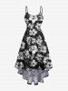 Tenue de plage hawaïenne assortie grande taille à imprimé tête de mort et fleurs tropicales pour couples - Noir 