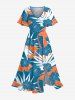 Tropical Leaf Hibiscus Flower Print Plus Size Matching Hawaii Beach Outfit For Couples -  