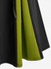Costume de vampire d'Halloween gothique à lacets, jupe de marche victorienne mi-longue à ourlet godet bicolore - Vert clair L | US 12
