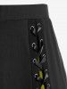 Halloween Vampire Costume Gothic Lace Up Two Tone Godet Hem Midi A Line Victorian Walking Skirt -  