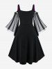 Plus Size Lace Up Cold Shoulder Flare Sleeves High Low Ruched Renaissance Corset Dress -  