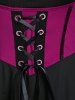 Plus Size Lace Up Cold Shoulder Flare Sleeves High Low Ruched Renaissance Corset Dress -  
