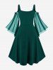 Robe corset Renaissance grande taille à lacets, épaules dénudées, manches évasées, froncée et taille haute - Vert Mer Moyen L | US 12