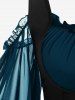 Robe corset Renaissance grande taille à lacets, épaules dénudées, manches évasées, froncée et taille haute - Bleu Ciel 5x | US 30-32