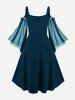 Robe corset Renaissance grande taille à lacets, épaules dénudées, manches évasées, froncée et taille haute - Bleu Ciel 5x | US 30-32