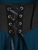 Robe corset Renaissance grande taille à lacets, épaules dénudées, manches évasées, froncée et taille haute - Bleu Ciel 5x | US 30-32