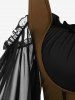 Robe corset Renaissance grande taille à lacets, épaules dénudées, manches évasées, froncée et taille haute - café lumière 1X | US 14-16