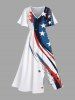 Painting Splatter Patriotic American Flag Curve Print Plus Size Matching Outfit For Couples -  