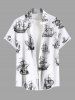 Tenue de plage hawaïenne assortie grande taille à imprimé vagues et bateau pour couples - Blanc 