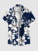 Ensemble chemise et barboteuse hawaïennes assorties, grande taille, tenue de plage, imprimé feuilles tropicales et hibiscus, pour couples - Bleu 