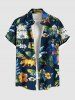 Tenue de plage hawaïenne assortie grande taille à imprimé feuilles tropicales et fleurs d'hibiscus pour couples - Noir 