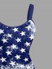 Tenue assortie grande taille à imprimé drapeau américain patriotique vieilli pour couples - Bleu Ciel 