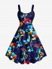 Tenue de plage hawaïenne assortie grande taille à imprimé floral ombré coloré pour couples - Bleu profond 