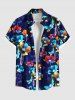 Tenue de plage hawaïenne assortie grande taille à imprimé floral ombré coloré pour couples - Bleu profond 