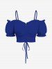 Tenue de plage hawaïenne assortie grande taille, motif cocotier, paysage marin, fleurs et ananas, pour couples - Bleu 