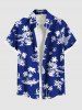 Tenue de plage hawaïenne assortie grande taille, motif cocotier, paysage marin, fleurs et ananas, pour couples - Bleu 