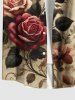 Tenue de plage hawaïenne assortie grande taille à imprimé journal vieilli, motif fleur de rose et feuille, pour couple - café lumière 