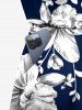 Combinaison hawaïenne cintrée grande taille à imprimé tropical et fleurs - Bleu 3X