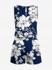 Combinaison hawaïenne cintrée grande taille à imprimé tropical et fleurs - Bleu 3X