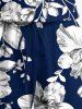 Combinaison hawaïenne cintrée grande taille à imprimé tropical et fleurs - Bleu 3X