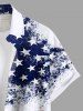 Chemise grande taille à boutons et poches, imprimé drapeau américain patriotique, pour homme - Bleu 5XL