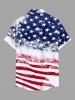 Chemise grande taille à boutons et poches, imprimé drapeau américain patriotique, pour homme - Bleu 5XL