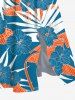 Plus Size Tropical Leaf Hibiscus Flower Print Split Hawaii Midi Dress -  