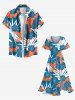 Robe mi-longue hawaïenne fendue grande taille à imprimé feuilles tropicales et fleurs d'hibiscus - Bleu 4X