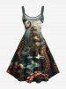 Plus Size Octopus Ship Sea Wave Crusie Print Hawaii Tank Dress - Vert profond M