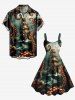 Plus Size Octopus Ship Sea Wave Crusie Print Hawaii Tank Dress - Vert profond M