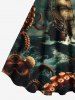 Plus Size Octopus Ship Sea Wave Crusie Print Hawaii Tank Dress - Vert profond M