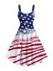 Plus Size Patriotic American Flag Distressed Print Tank Dress -  