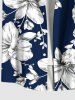 Chemise hawaïenne grande taille à imprimé tropical, fleurs et feuilles, avec poches et boutons, pour homme - Bleu profond 4XL