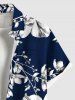 Chemise hawaïenne grande taille à imprimé tropical, fleurs et feuilles, avec poches et boutons, pour homme - Bleu profond 5XL