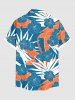 Plus Size Tropical Leaf Hibiscus Flower Print Buttons Pocket Hawaii Shirt For Men -  