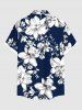 Chemise hawaïenne grande taille à imprimé tropical, fleurs et feuilles, avec poches et boutons, pour homme - Bleu profond 5XL
