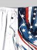 Plus Size Painting Splatter Patriotic American Flag Print Drawstring Beach Shorts For Men -  
