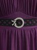 Plus Size Bell Sleeves Ruched Braided Buckle Belted A Line Renaissance Midi Dress -  